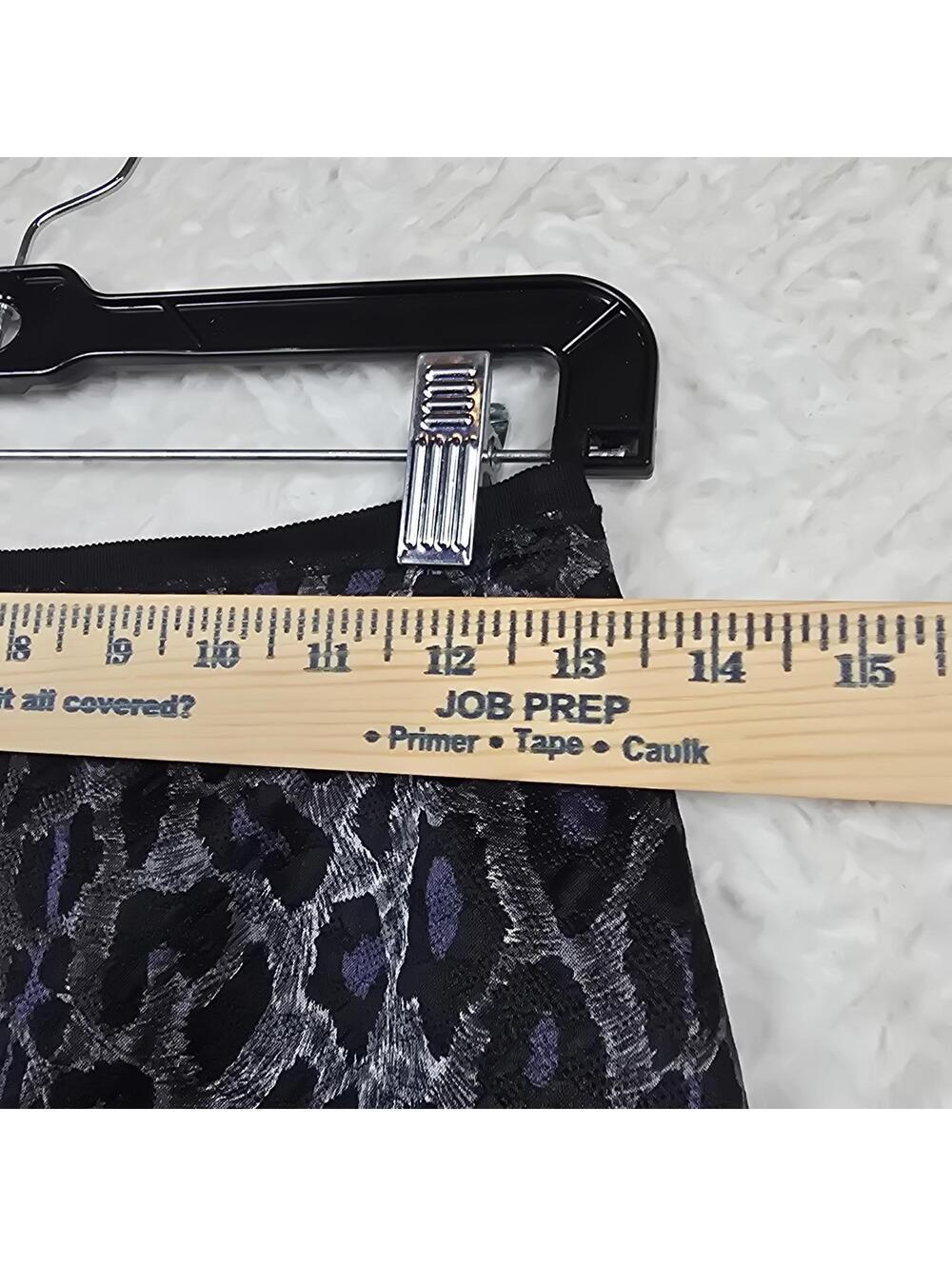 BCBGMAXAZRIA Metallic Animal Print A Line Skirt Black Blue Silver Size 0 - Picture 6 of 8